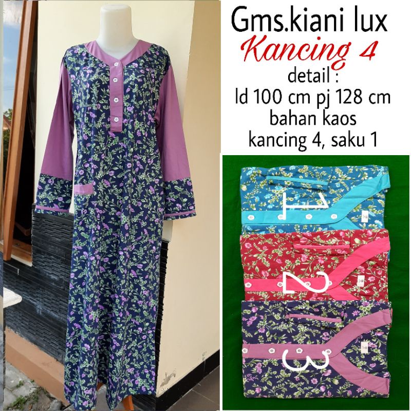 Daster kaos muslimah lengan panjang busui kancing depan Amro