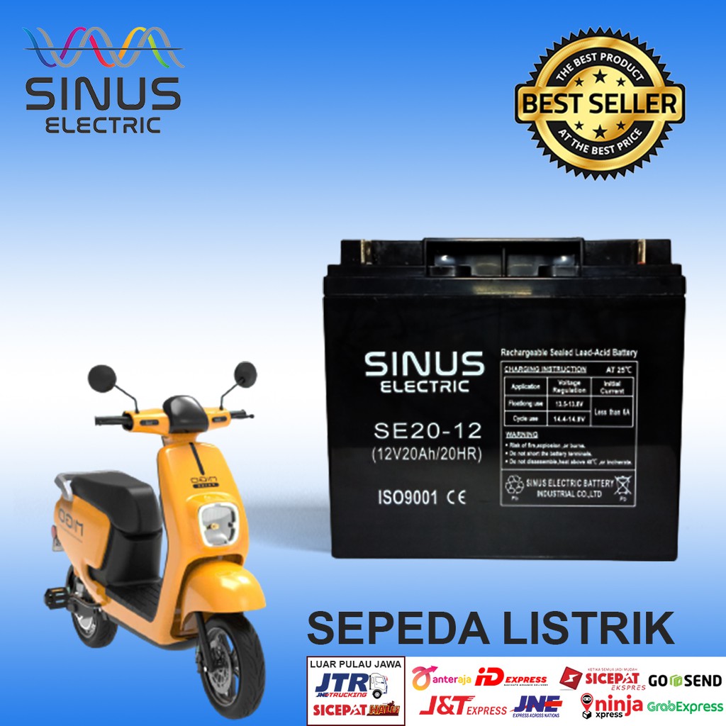 Jual Aki Kering VRLA Genset & Sepeda Listrik SINUS ELECTRICE 12V 20Ah