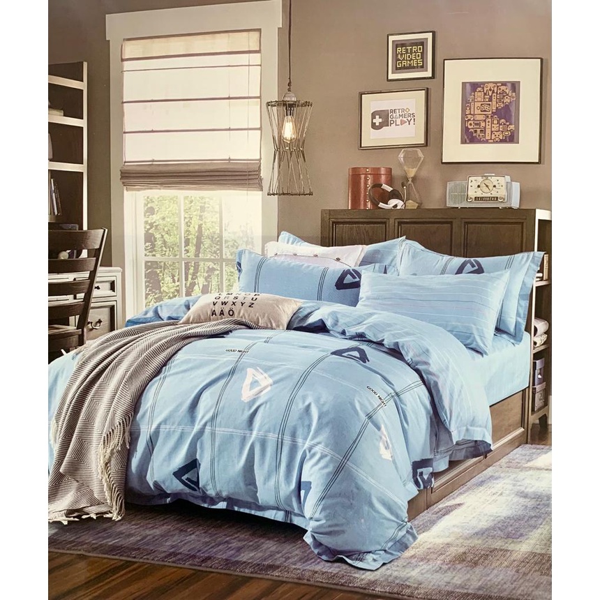 Kain Sprei Katun Jepang Motif Kotak Good Night