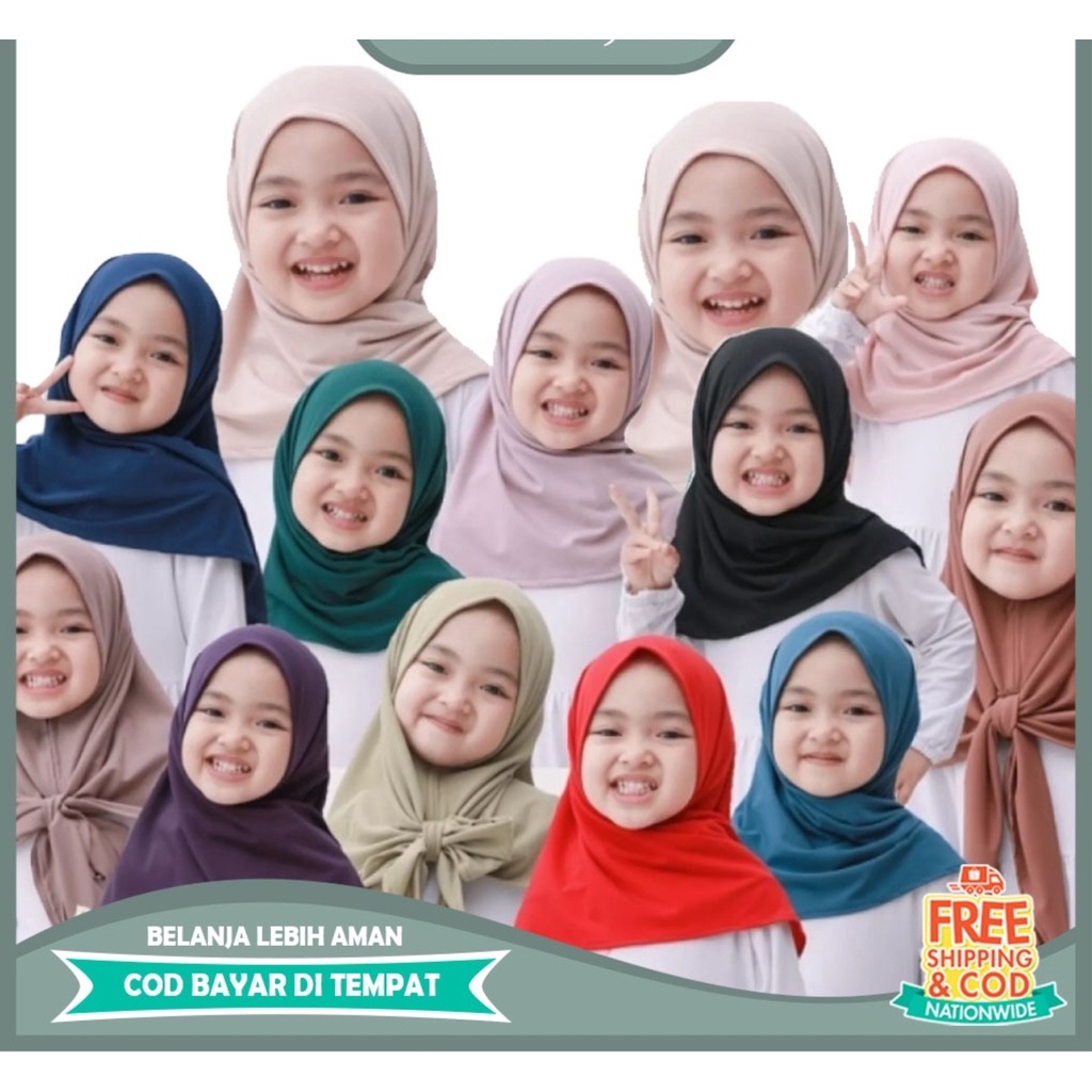 KERUDUNG INSTANT ANAK USIA 3BULAN - 3 TAHUN / KERUDUNG ANAK TERBARU / KERUDUNG ANAK INSTAN / BERGO A