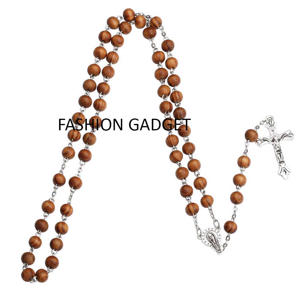 Kalung Rosario Fosfor Padi / Kayu Wangi Kalung Salib kalung Salip Rosary Neclace Liontin