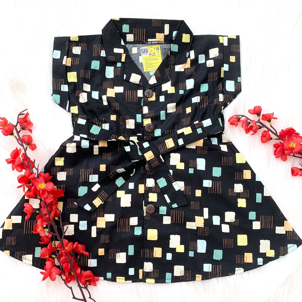 Baju casual dress gambar lucu pergi jalan fashion anak bayi cewek perempuan murah bestseller -tia