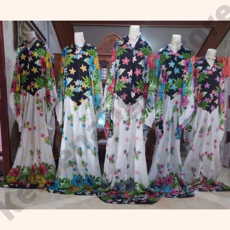 Mukena Dewasa Terusan Rayon Bali Halus Jumbo / Big Size Murah Motif Bunga Sepatu Cantik