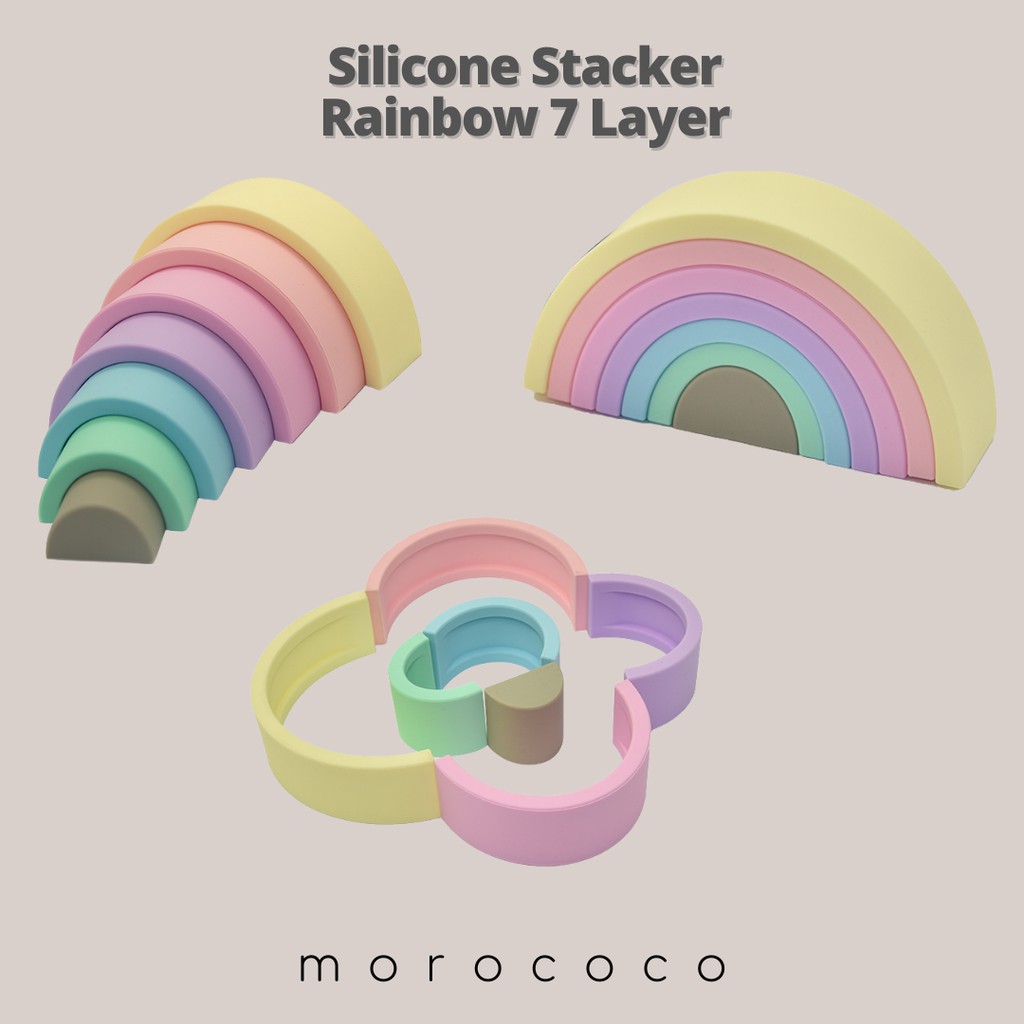 SILICONE STACKER RAINBOW 7 layers - mainan susun pelangi 7 lapis