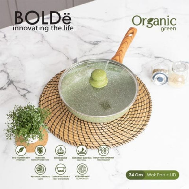 BOLDE ORGANIC GREEN WOK 24 CM