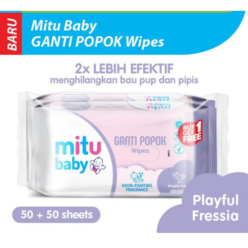 Makassar ! Mitu Baby Ganti Popok Wipes 50 Sheets - Buy 1 Get 1 Free