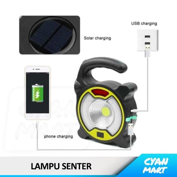 Lampu Senter Emergency Led COB Work Light TJ-329 Lamp USB Solar Energy