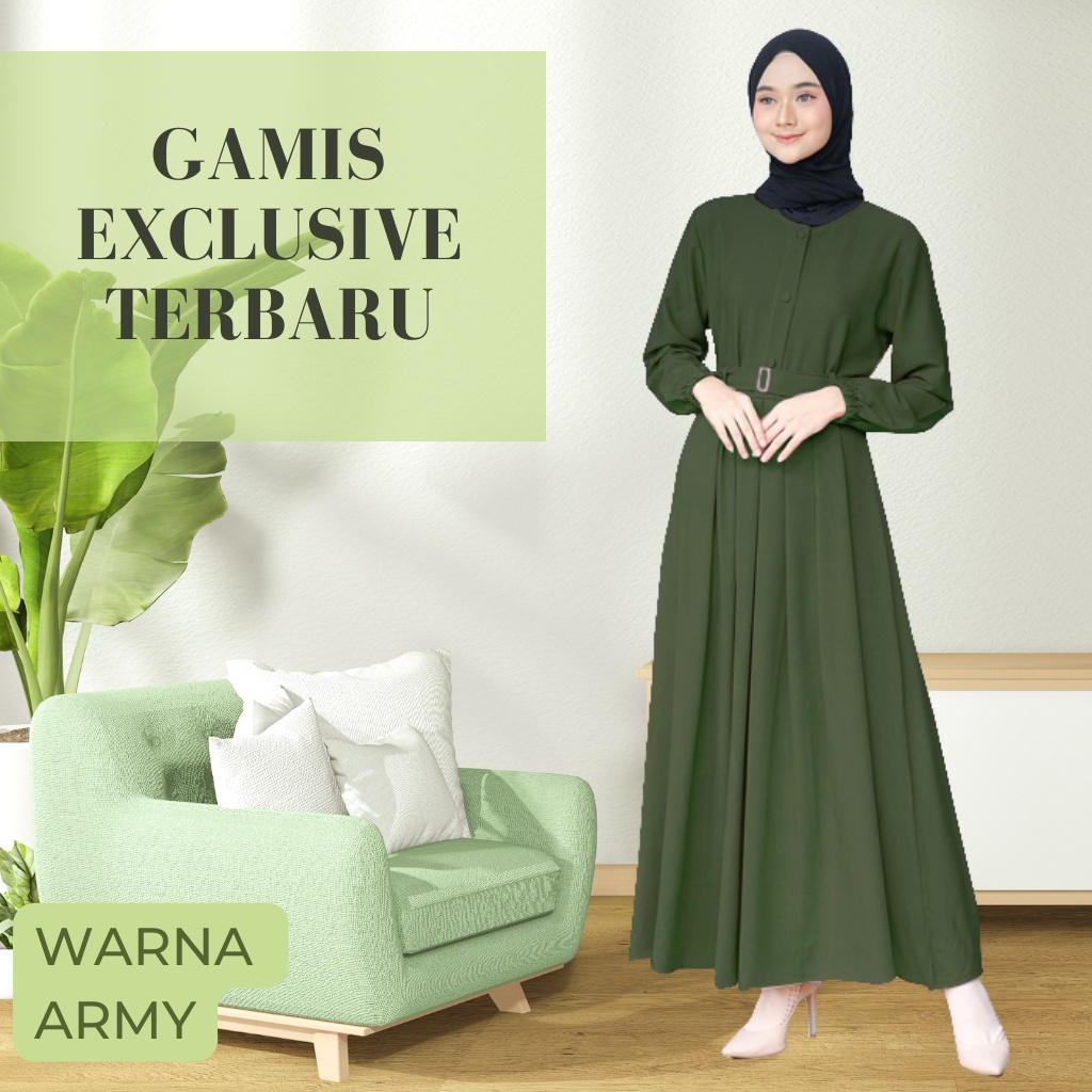 Gamis Polos Army Model Terbaru 2024 Baju Lebaran Simpel Premium Original Branded Gamis Wolfis Polos 