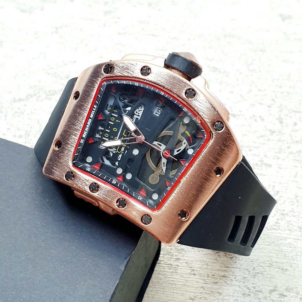 JAM TANGAN COWOK KEREN RM CHRONO OFF RUBBER