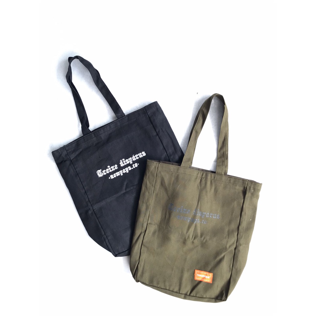 NOWPAPS.CO-TOTE BAG CANVAS HITAM/ARMY TREIZE DISPARUS NOWPAPS.TOTEBAG NOWPAPS ORIGINAL