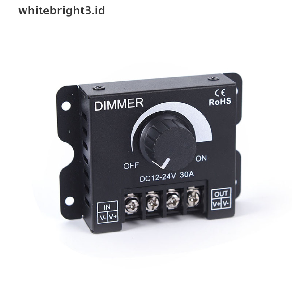 (whitebright3.id) 1pc Saklar dimmer Lampu strip led dc12v / 24v 30a Warna Hitam