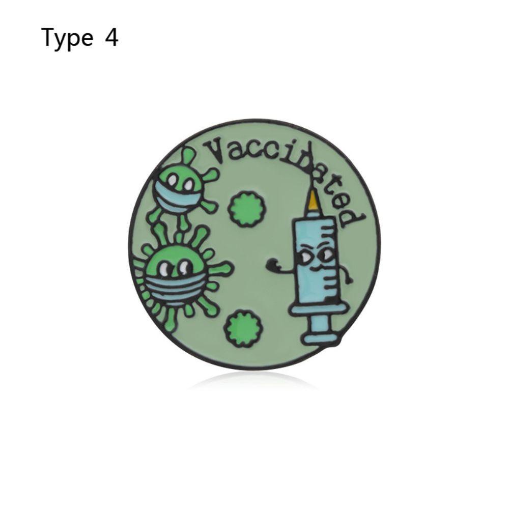 Pin Kancing Vaksin Nanas Manset Lencana Bulat Logam Lapel Enamel Ransel Lencana Peringatan