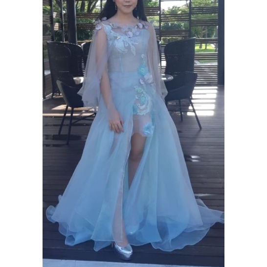 Evening gown baby blue ~ Baju Dress Gaun Sweet Seventeen / Gaun Pesta / Evening Gown Baby Blue