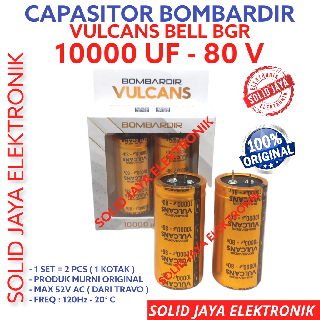 CAPASITOR ELCO VULCANS 10000UF 80V BOMBARDIR VULCAN 10000 UF 80 V ELKO KAPASITOR 10000 MIKRO MICRO 80 VOLT ELKO BOMBARDIER BELL BGR 80VOLT MURNI ASLI ORI ORIGINAL