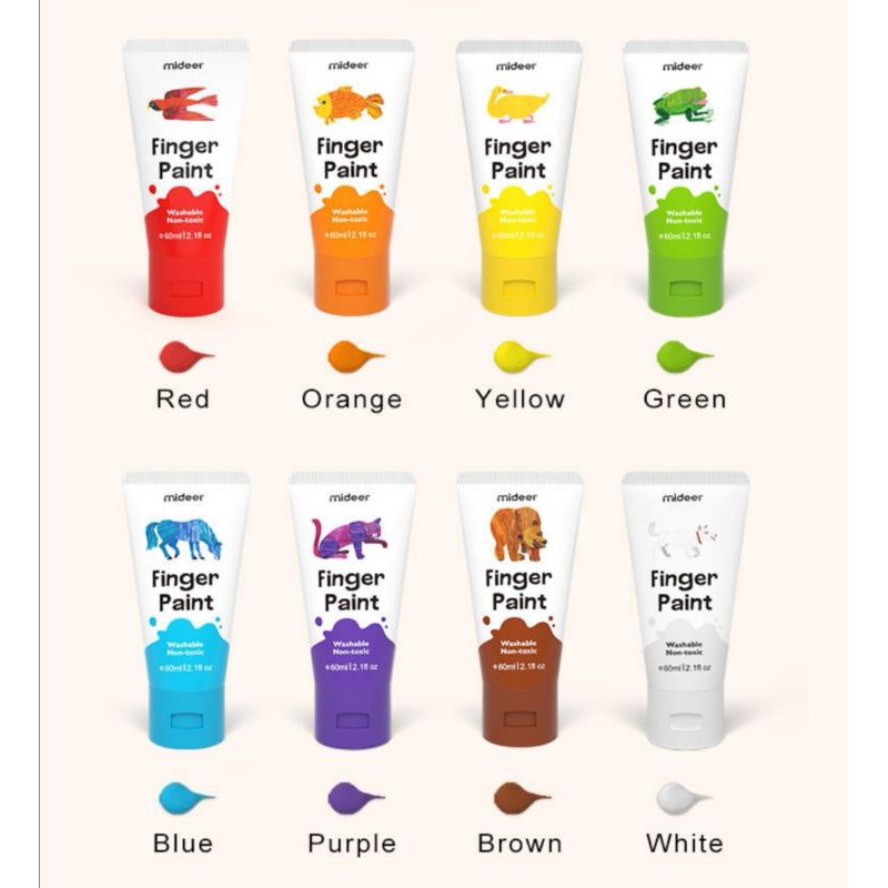 

ghg Mideer Finger Paint Washable Non-Toxic 8 Tube