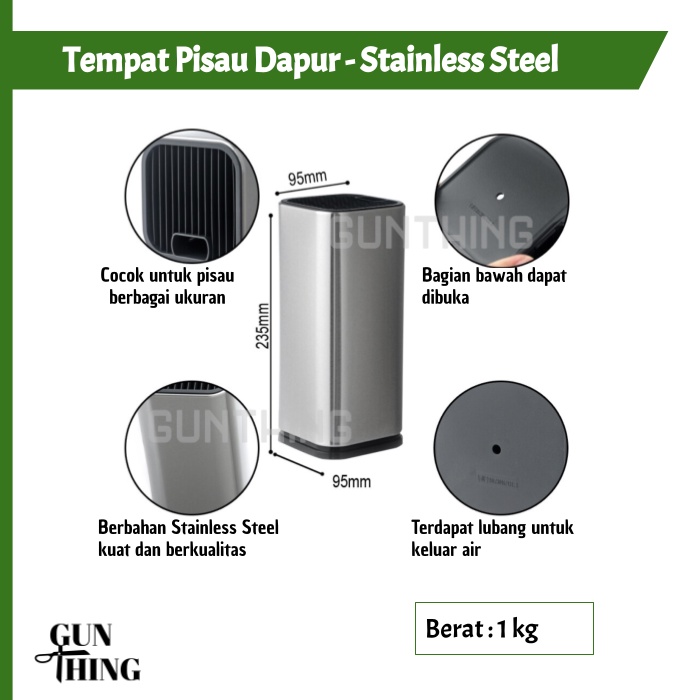 Tempat Pisau Dapur - Stainless Steel Premium / Stand Knife Holder - Multisize