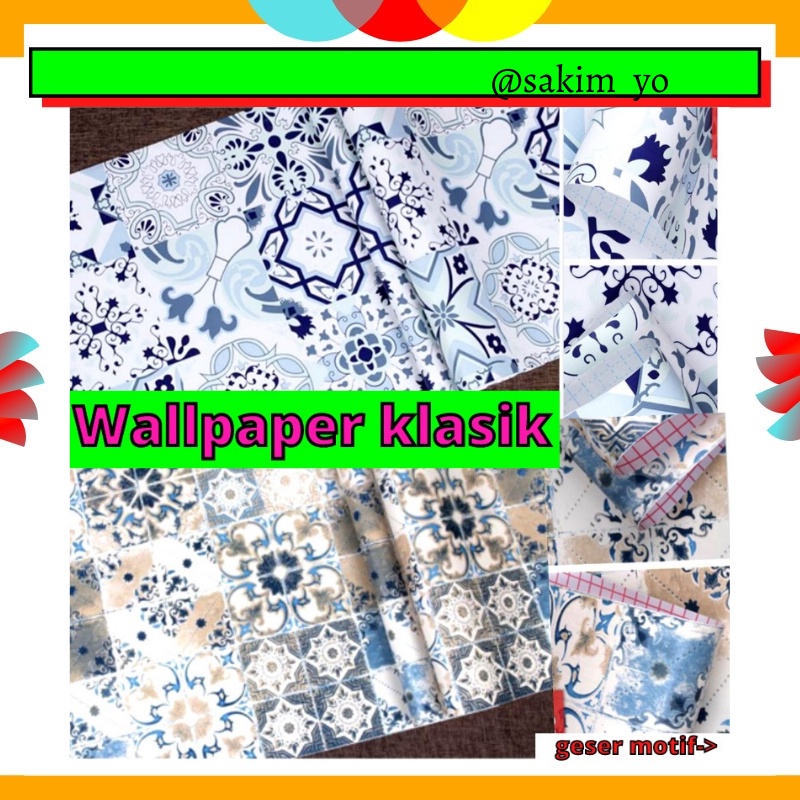 Walpaper Welpeper Dekor Tempelan Kramik Kamar mandi Decoration 736 Tegel Tagel Clasic Antik -Wallpap