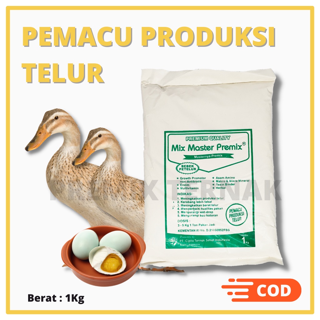 MIX MASTER PREMIX BEBEK PETELUR 1kg - Suplemen Bebek Pemacu Produksi Telur dan Kualitas Telur