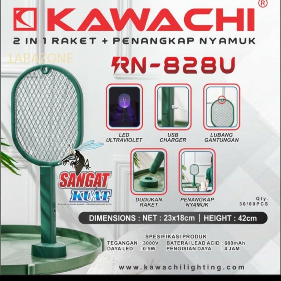 Kawachi Nyamuk Raket  2in1 /RN 828U Multifungsi Perangkap Nyamuk Charge Raket Nyamuk OKKE