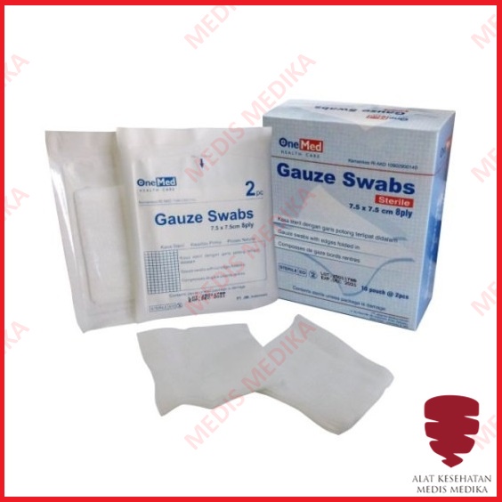 Gauze Swab 7,5X7,5 Onemed Kasa Steril Kesehatan Peralatan P3K Luka Sterile Isi 10