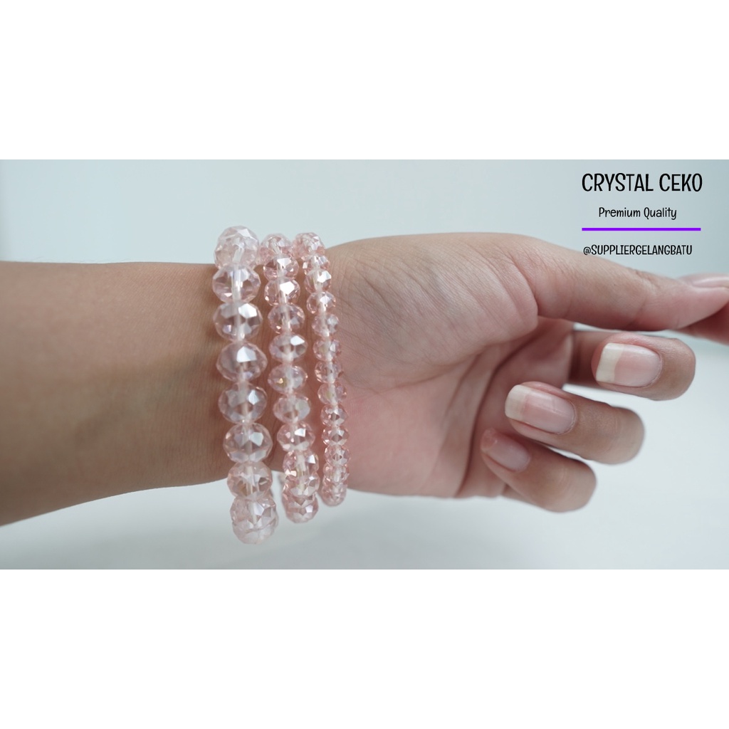 gelang kristal ceko ROSE QUARTZ BENING premium aksesori tangan premium
