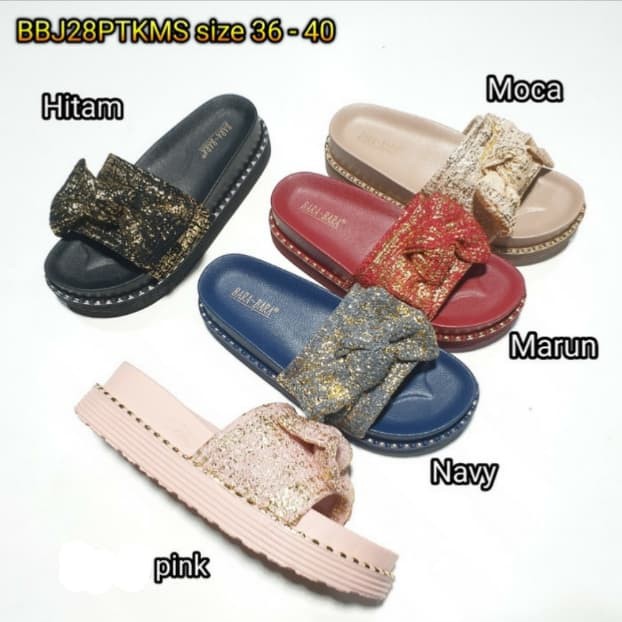 jelly sandal wanita pita barabara slop wedges karet import BBJ28PTKMS