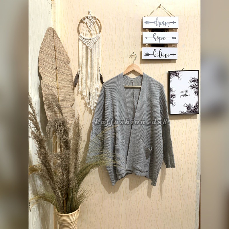 KARDIGAN OVERSIZE | OVERSIZE PREMIUM | CARDY OVERSIZE | KARDIGAN TEBAL-Abu Silver