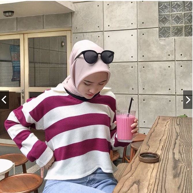 HOPYLOVY - Fuji Crop Top Rajut/Blus Rajut Danira /Blouse Blaster/rajut blaster/Baju Fuji/atasan rajut belang