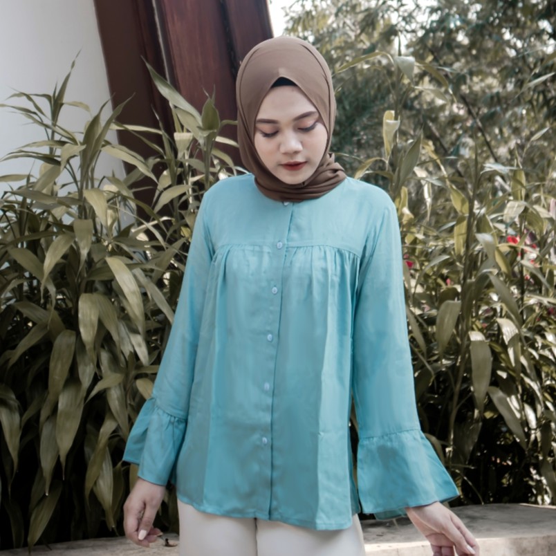 Augie - Jelita Blouse Polos Rayon-Dusty Blue
