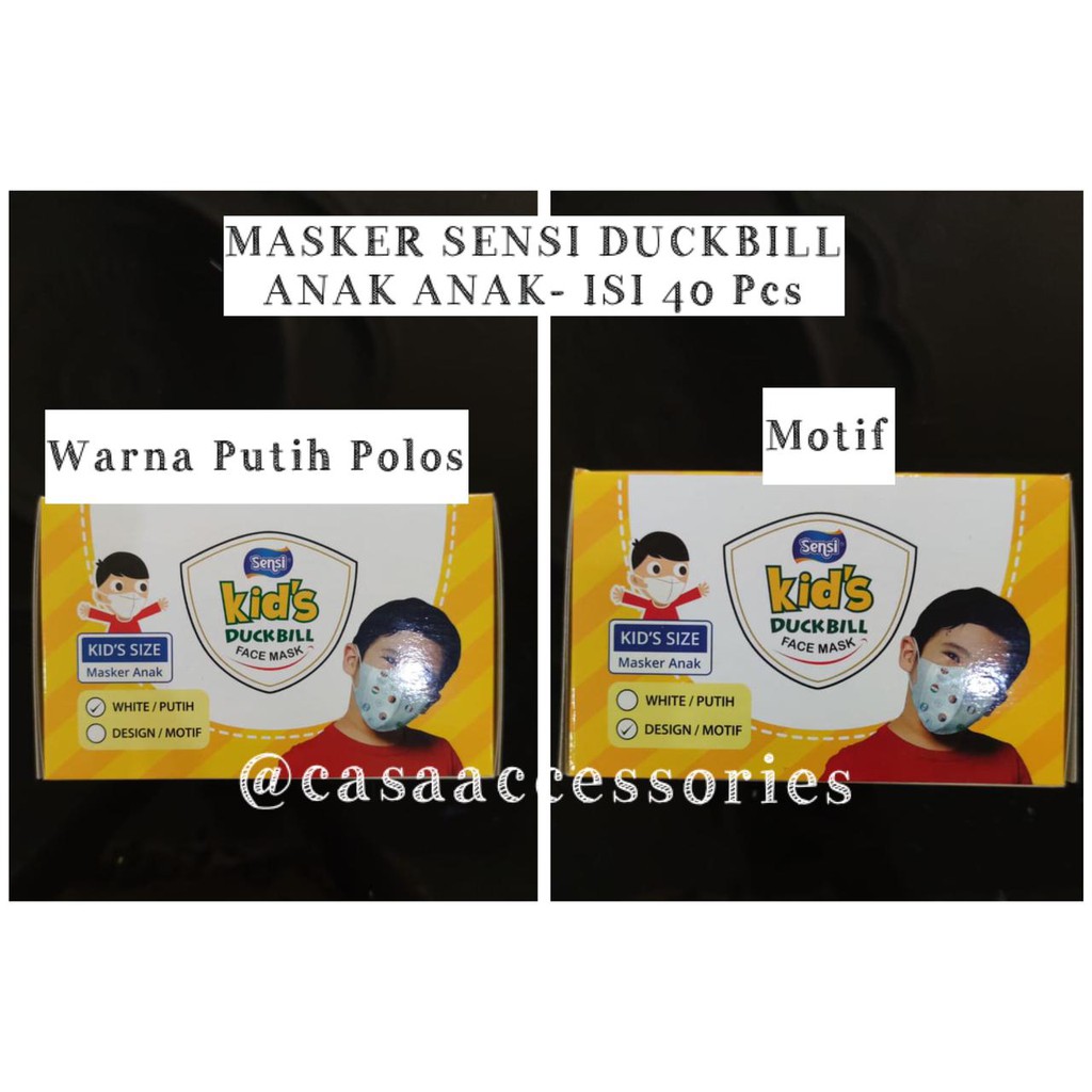 MASKER SENSI DUCKBILL KIDS FACEMASK ANAK - 40 PCS /Masker Kesehatan SENSI
