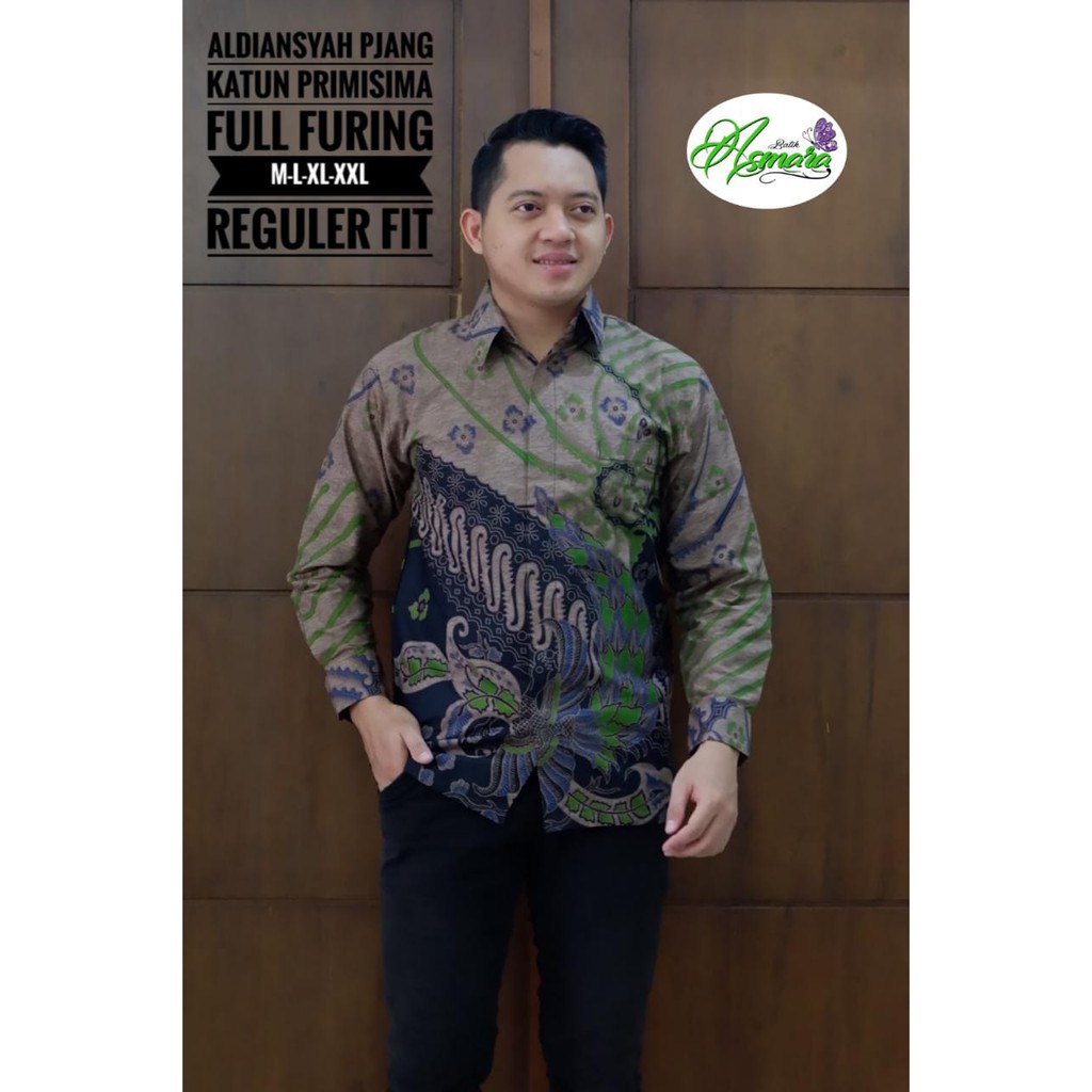 ALDIANSYAH Kemeja Batik Pria Lengan Panjang Katun Halus FULL FURING Batik Asmara