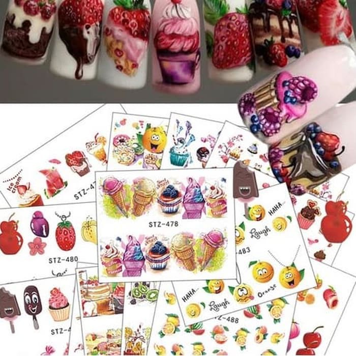 

HARGA 18 SHEETS - ICE CREAM CUPCAKE Water Nail Art Sticker STIKER KUKU