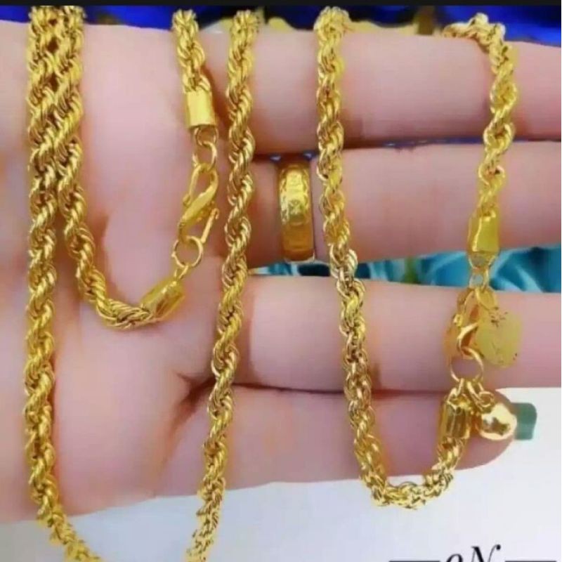 Set Perhiasan pria wanita xuping gold Kalung free Gelang lapis emas 23k