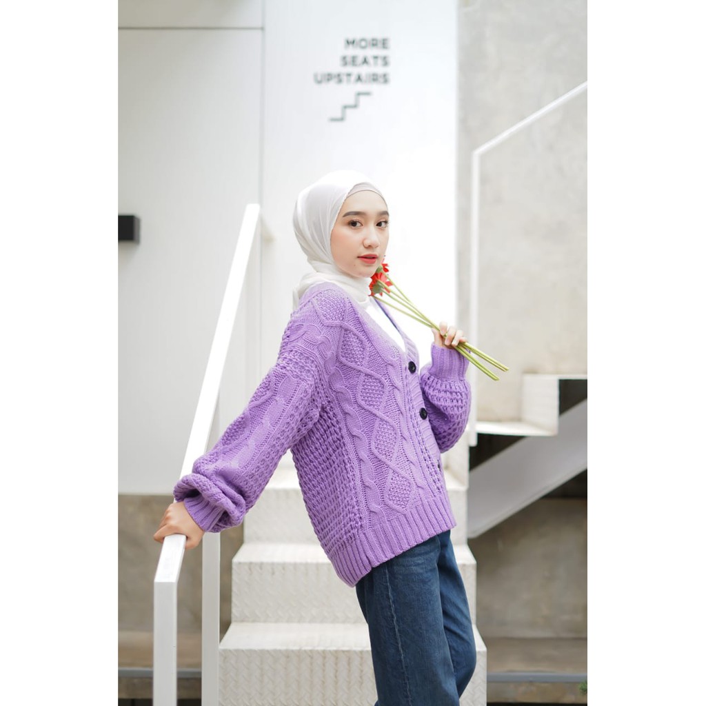 Sophia Cable Cardi Oversize Premium / Cardigan Rajut Oversize