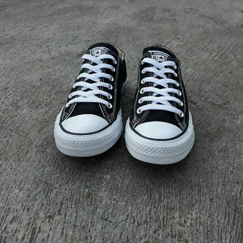 Sepatu Converse Allstar Classic Ox Black White Hitam Putih Import Vietnam Sekolah Kerja Kuliah Murah