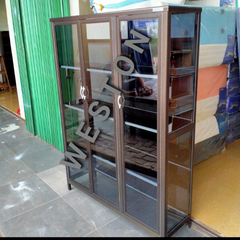 LEMARI TAS ALUMUNIUM DAN KACA KOKOH & TEBAL