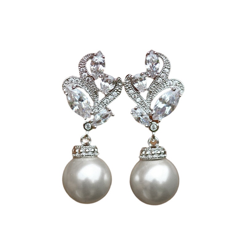 Elegant Imitation Pearl Dangle Earrings Elegant Women Party Accessories High Quality Silver Color Fresh Statement Jewelry