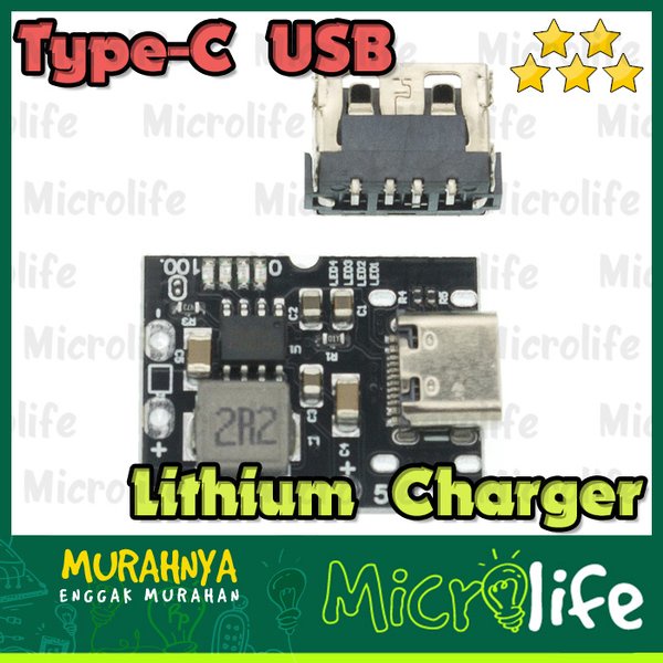 Type-C USB 5V 2A Step-Up Lithium 18650 Battery Charger Module