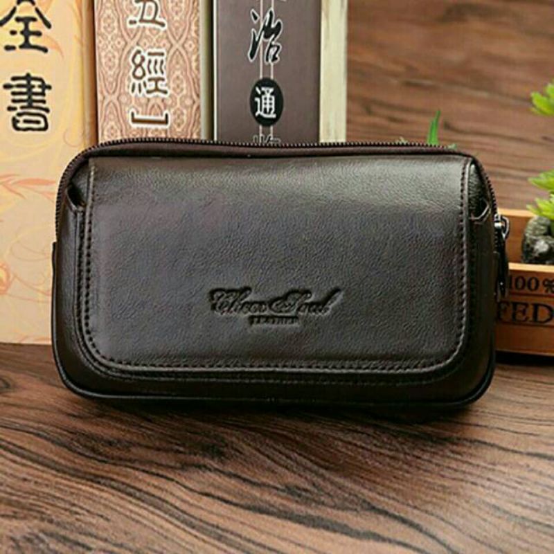 sarung hp pinggang kulit pria cheersoul 2381 dompet hp horizontal 6,5 inch