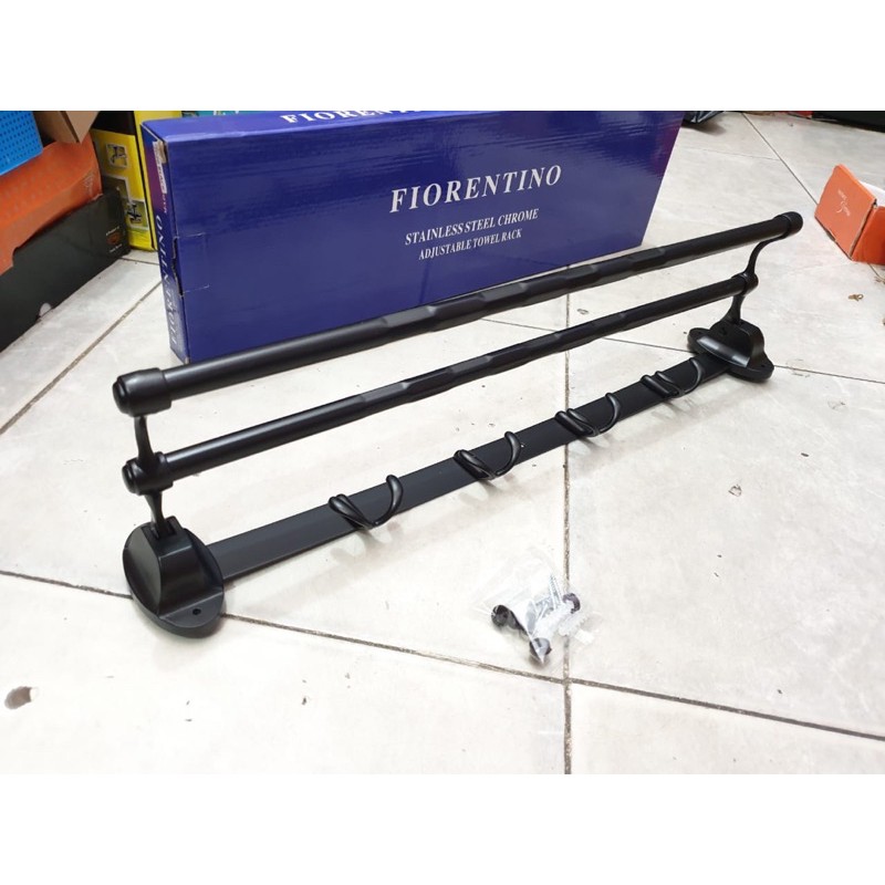 Rak handuk / gantungan handuk lipat fiorentino stainless hitam 60cm PROMO