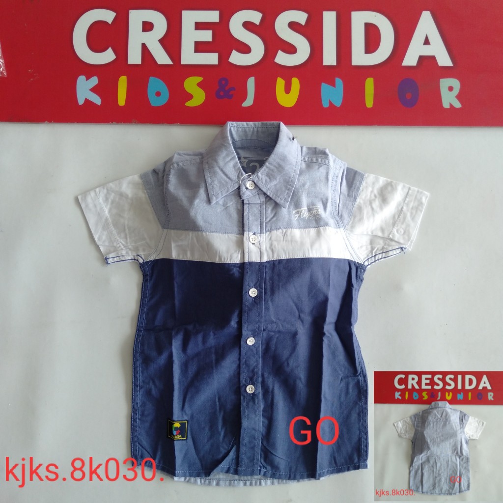 gos CRESSIDA KIDS KEMEJA Anak Slimfit Hem Atasan Lengan Pendek Anak Cowok