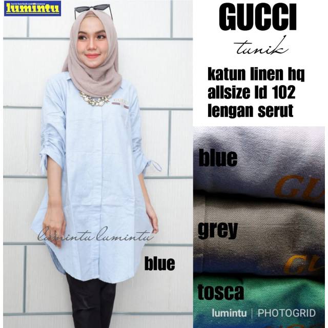 BAJU ATASAN WANITA TUNIK GUCCI BY LUMINTU