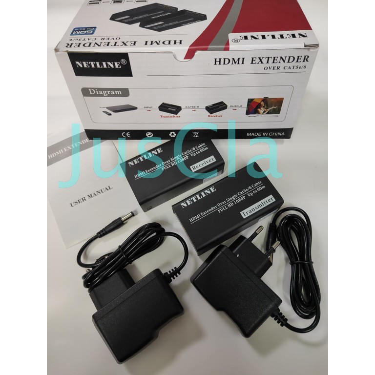 NETLINE HDMI Extender 60Mtr via kabel UTP Cat. 5E atau Cat. 6