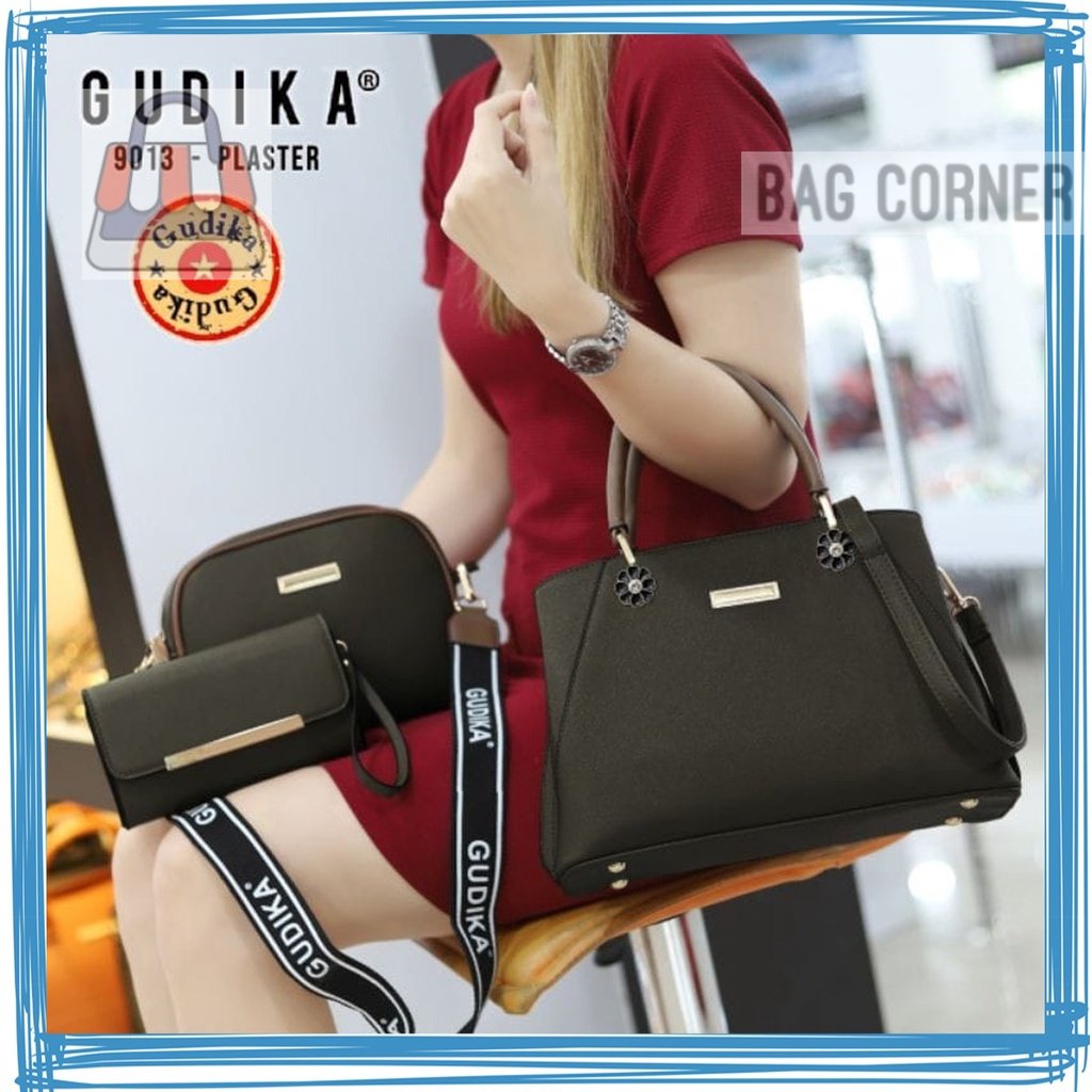 BagCorner - Open Reseller  Gudika 9013 Tas Wanita Shoulder Bag Kece Korea Bahan Kulit PU Bonus Dompe