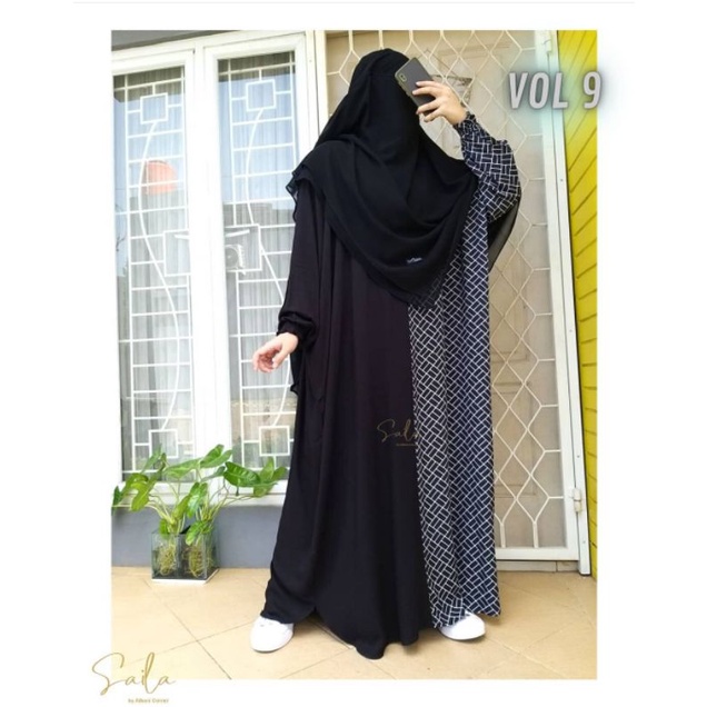 Gamis Cantik / Batwing Hitam Square VOL 9/ by SAILA ALBANI CORNER/ bahan Rayon Twill
