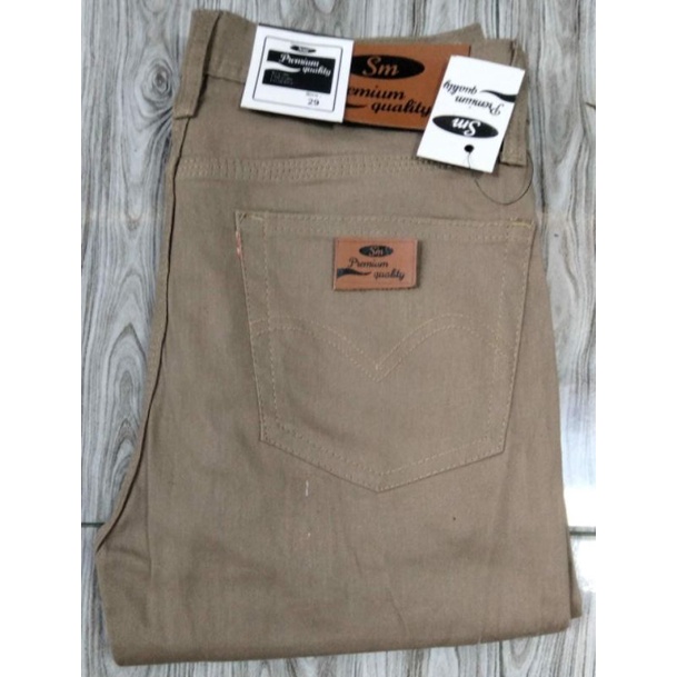Celana Cinos Panjang Pria  SAKU LUAR Slimfit  Stret Melar S M Kwalitaa Premium