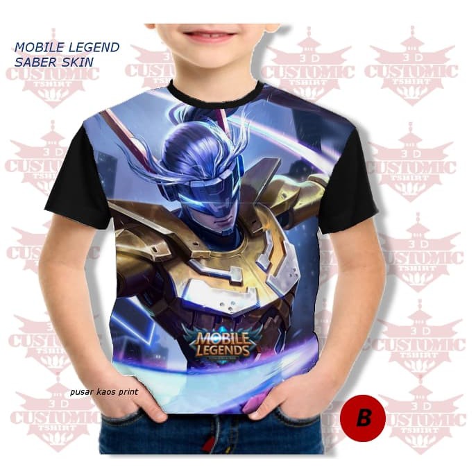 Penawaranspesial kaos 3d karakter mobile legend -  saber skin -KAOS  anak Diskon