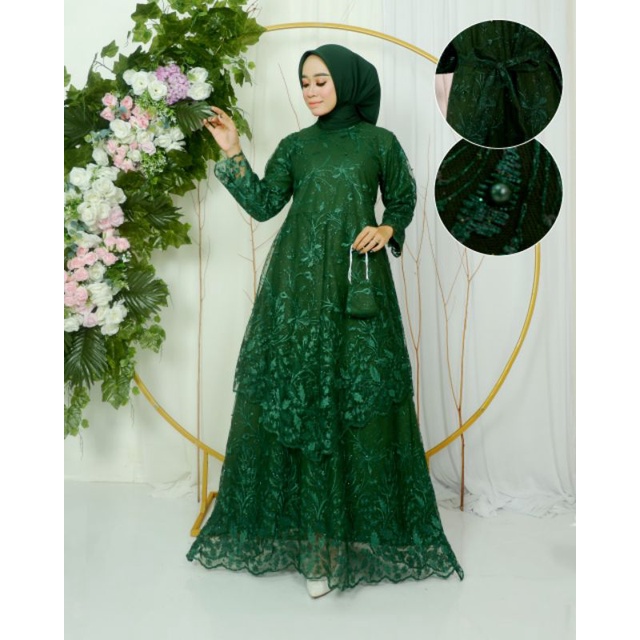 Kebaya Gamis Tingkat Runcing Modern / Kebaya Gamis Pesta Mewah / Gamis Bridesmaid / Gamis Brukat Modern