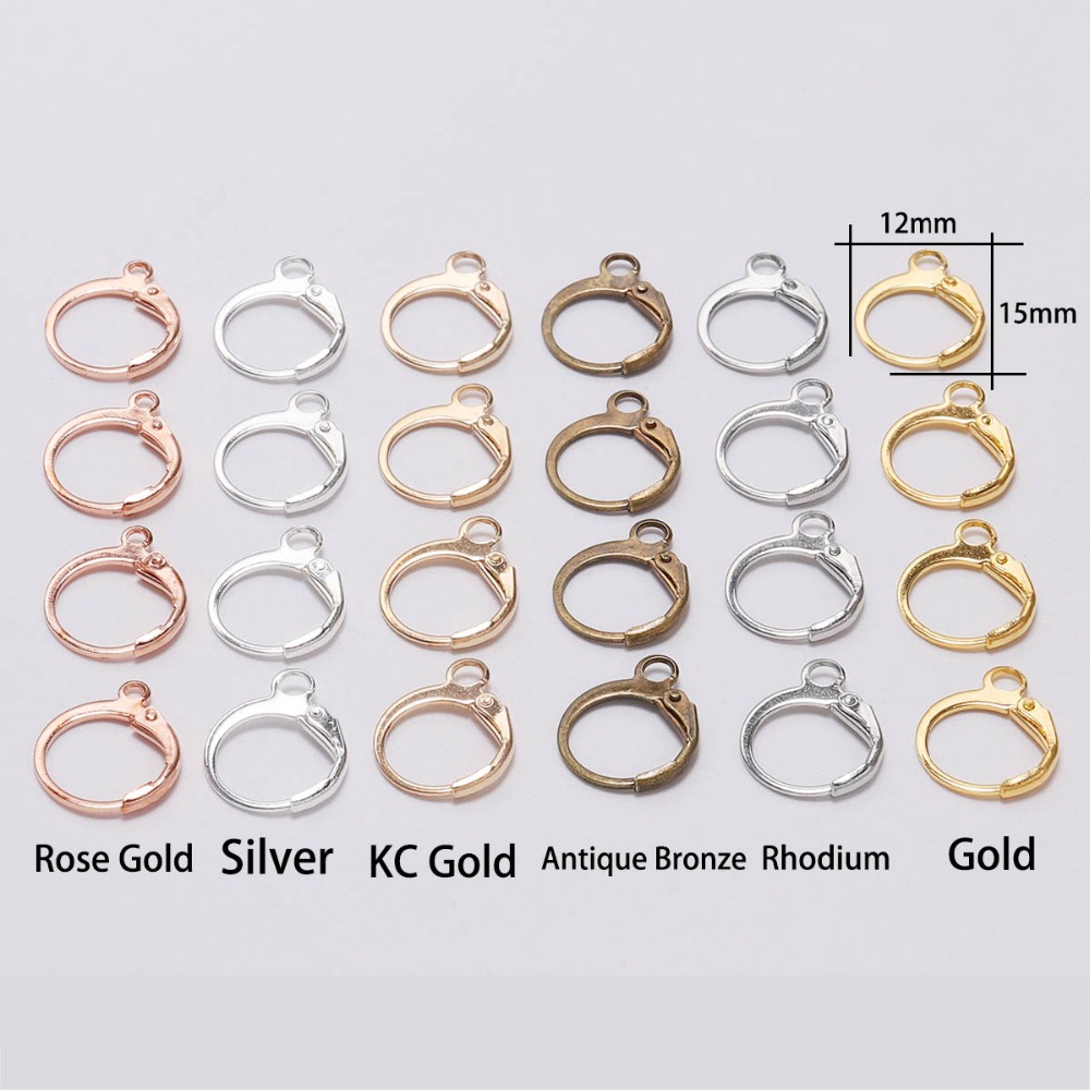 20pcs / Lot Kait Anting Hoops Ukuran 14x12mm Warna Silver Gold Bronze Untuk Membuat Perhiasan