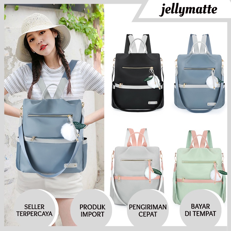 TAS RANSEL BACKPACK WANITA FASHION KOREA IMPORT 8001 - POLYESTER ANTI AIR SEKOLAH KULIAH KERJA TERBARU JAKARTA